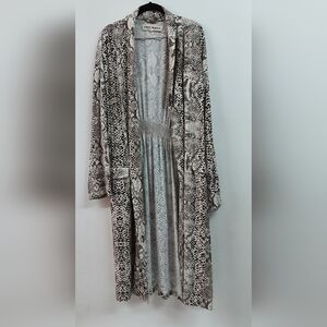 Free People Brown and Cream Wild Nights Snake Print Women's Duster Size